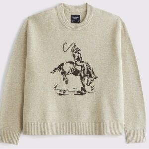 Abercrombie & Fitch Beige Cowboy Crewneck Sweater